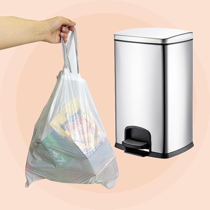 8 Gallon Trash-Bags Drawstring Kitchen-Garbage-Bag Unscented - White Plastic 54 Count Recyclable Restroom Liners Strong Compactor Can Tall Large Recycle Waste Basket Inwaysin