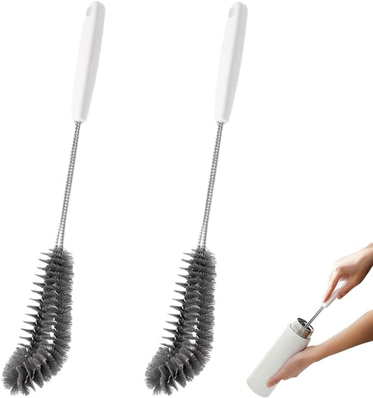 2-Pack 16 inches Long Handle Bottle Cleaning Brushes - Ideal for Coffee Glasses, Pots, Milk Cups, Mugs, Wine Bottles, and Baby Bottles (Black)