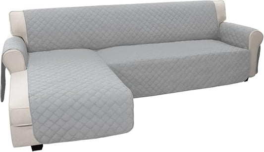 Easy-Going Sofa Slipcover L Shape Sofa Cover Sectional Couch Cover Furniture Protector Mat for Pets Dog Cat (X-Large, Light Gray/Light Gray)