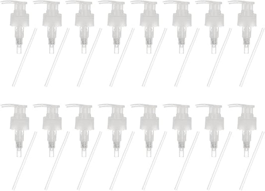 uxcell 16 Pcs Soap Dispenser Pump Heads Soap Dispensers Top Pumps Replacement Switch Pumphead for Standard 24/421 Neck Size Lotion Shampoo Bottle, Transparent