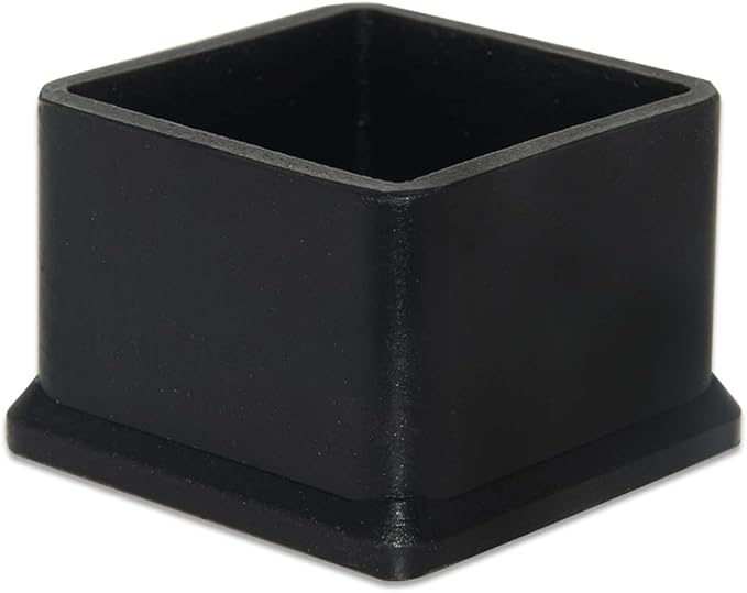 Flyshop Durable Non-Marking Silicone Chair Leg Caps Tips Floor Protectors Square Furniture Table Leg Covers, 20pcs, Black, 50 mm x 50 mm, 2" x 2"