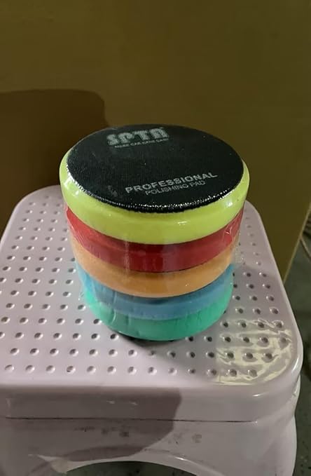 Buffing Polishing Pads, SPTA 5Pc 3.5 Inch Face for 3 Inch 76mm Backing Plate Compound Buffing Sponge Pads Cutting Polishing Pad Kit For Car Buffer Polisher Compounding,Polishing and Waxing -FPTFS3-MIX