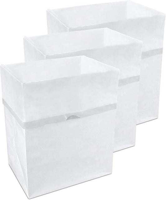 13 Gallon Disposable Pop-Up Trash Cans (3-Pack) with Fitted Bags – Foldable Garbage & Recycling Bins for Parties, Events & Kitchen (White, 17" H x 13.5" W x 10" D)