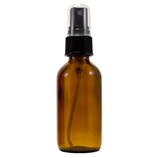 2 fl oz Amber Glass Bottle with Black Spray Cap (12 Pack)