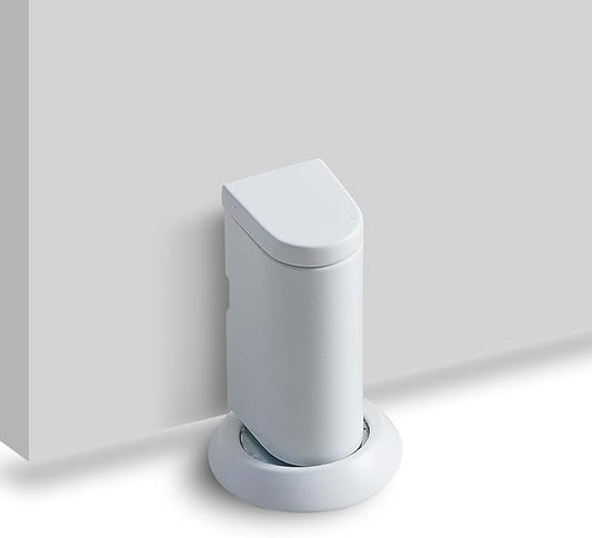 Windproof Magnetic Door Stoppers, 0-0.78" Stroke Mechanical Doorstop, No-Hole Flooring Door Suction with 3M Strong Adhesive and Screws, White, 1 Pack