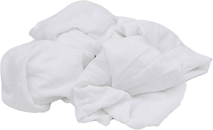 Premium White Knit (50 lbs. Box of Rags) Cotton T-Shirt Cloth Wiping Rags - Shop Cleaning Tshirt Cloths in a Box, Staining & Finishing Rag for Auto, Grease, Paint & Wood