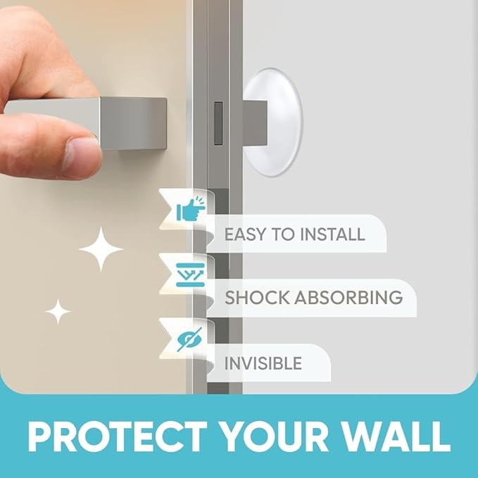 Strongest Home Wall Door Handle Stopper Set. 7 Pieces of White Silicone Door Knob 1.57", Round Wall Shield Cushion, Wall Protector for Door Handle - Self Adhesive (White, Medium)