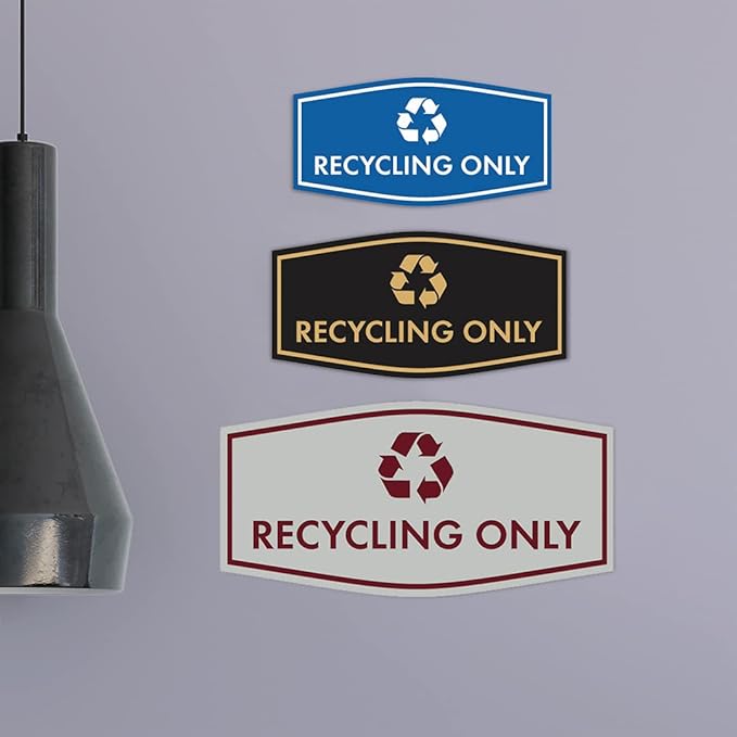 Fancy Recycling Only Sign (Black/Silver) - Large