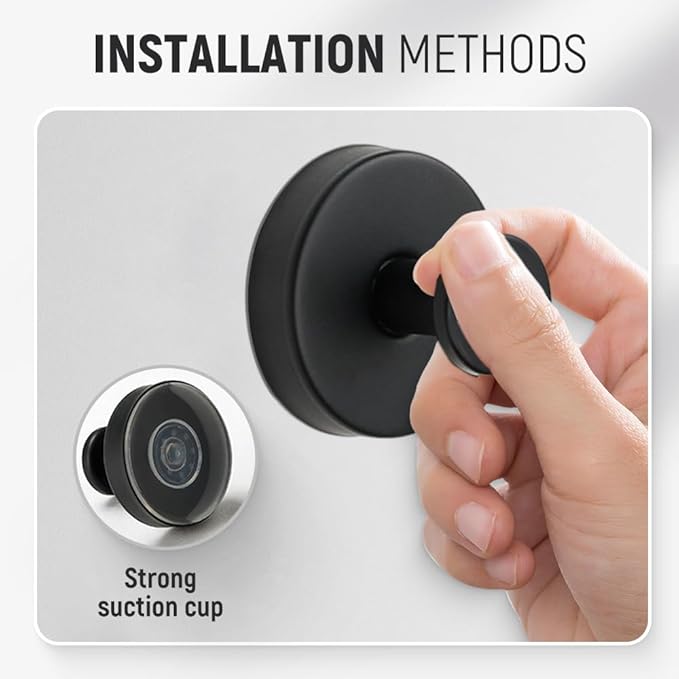 Suction Cup Hooks for Wreaths, 2025 New No Drill Suction Cup Hooks on Glass, Wreath Hanger for Front Door, Rustproof Hook Holder Towel Hook for Window Bathroom Mirrors Tile (2, Black A)