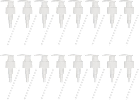 uxcell 16 Pcs Soap Dispenser Pump Heads Soap Dispensers Top Pumps Replacement Switch Pumphead for Standard 24/420 Neck Size Lotion Shampoo Bottle, White