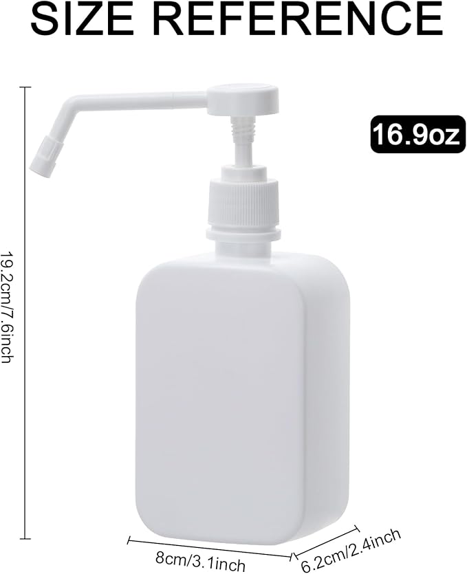 Pump Bottles Dispenser 16.9oz/500ml, 2 Pack Empty Plastic Lotion Shampoo Bottles, Refillable Hand Soap Wash Bottles for Cleaning Solution, Plants