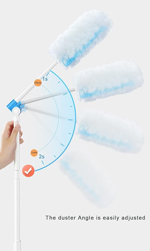 360 Degree Dusters Multi Surface Duster Refills Kit Extender Handle (1 Long Handle to + 1 Short Handle + 12 Duster Refills)
