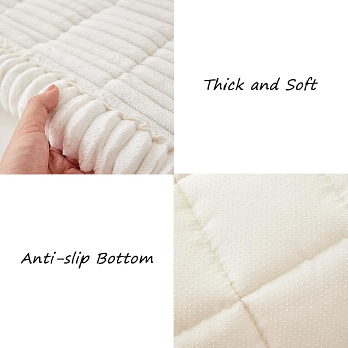 Couch Cover for Dogs Washable, Fuzzy Pet Couch Covers for 3 Cushion Sofa Pet Friendly, Non Slip Sofa Cover (White, 27.6" x 70.9"/70 x 180cm)