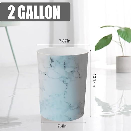 Feisco Small Trash Can for Bathroom, 2 Gallon Trash Can Trash Bin Wastebasket Garbage Can for Kitchen,Bathroom Office, Bedroom,Dorms,Laundry Room (White, 2 Pack)