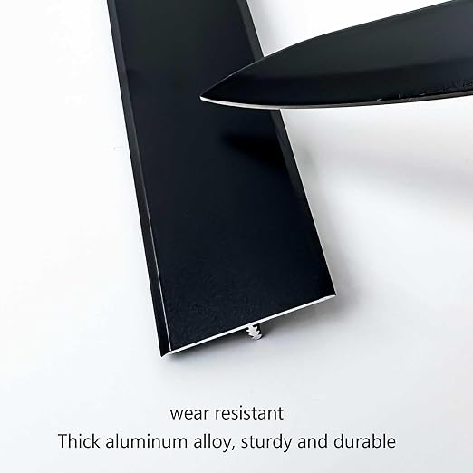 10Pcs Aluminum T Molding Floor Transition Strip, 48In Aluminum T Molding Trim, Floor Strip Floor Flat Divider Strip for Joining Floor Gaps, Threshold, Floor Tiles (Black, 4ft x 1.57in 10Pcs)