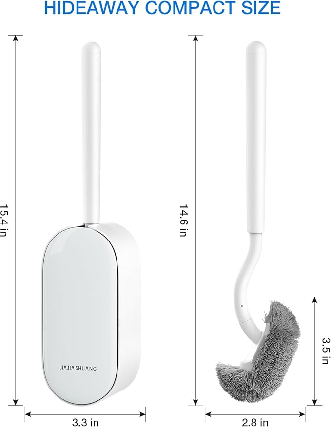 Toilet Bowl Brush and Holder, OSCIOSS Toilet Brush Set with Ergonomic Design, Compact Size, Durable Bristles, RV Toilet Brushes & Holders for Dead Corner Clean, White