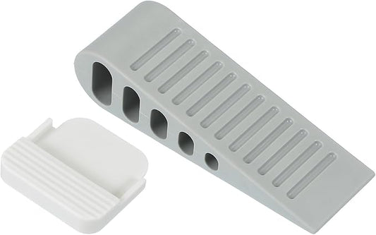 PATIKIL Rubber Door Stoppers for Bottom of Door, Door Wedge Stopper with Holder Sturdy Stackable Doorstop Wall Protector for Home Office Floor Concrete Tile, Gray