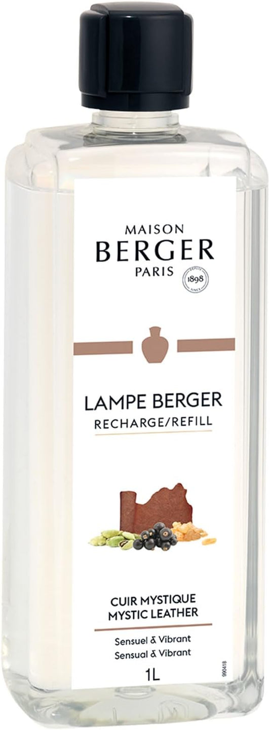 MAISON BERGER - Mystic Leather - Lampe Berger Fragrance Refill for Home Fragrance Oil Diffuser - Air Freshener - 33.8 Fluid Ounces - 1 Liter