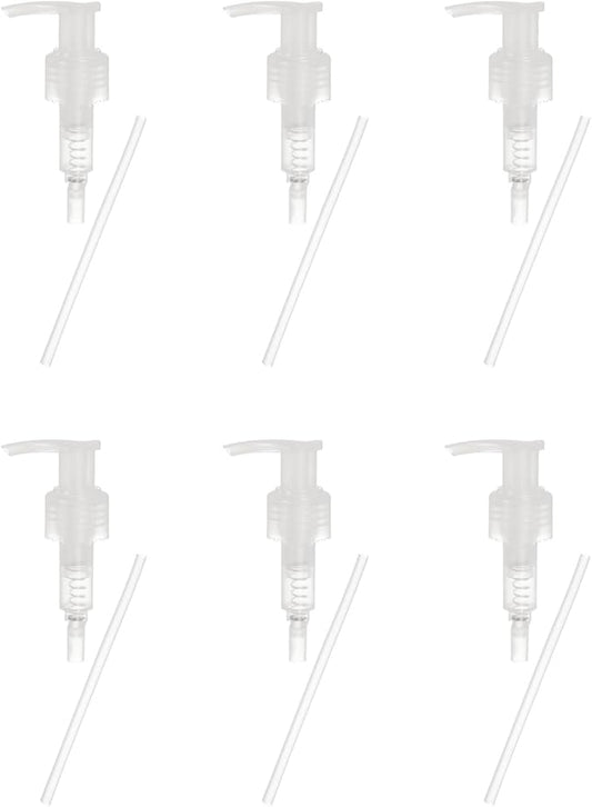 uxcell 6 Pcs Soap Dispenser Pump Heads Soap Dispensers Top Pumps Replacement Switch Pumphead for Standard 24/424 Neck Size Lotion Shampoo Bottle, Transparent