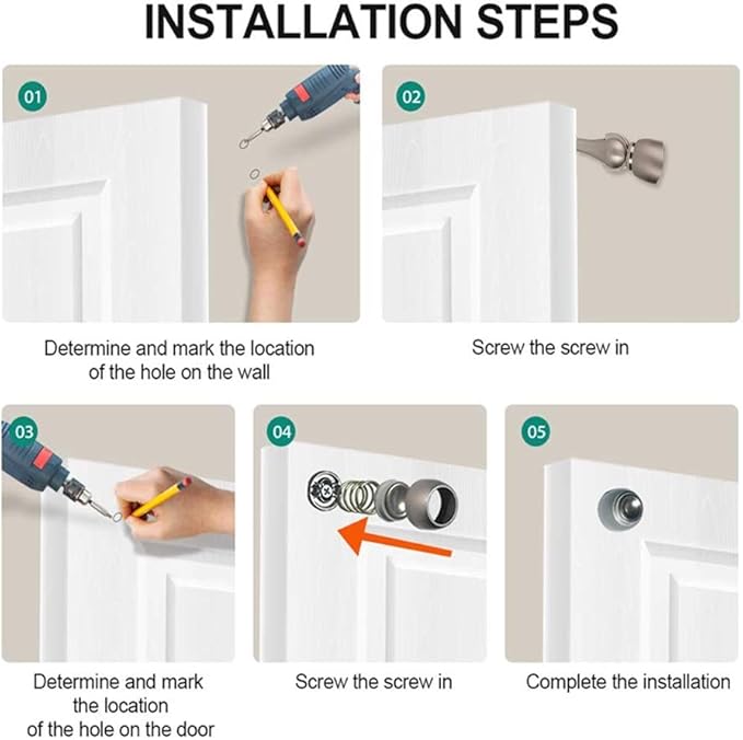 Magnetic Door Stop, Stainless Steel, Magnetic Door Catch, Door Holder, Door Stops, Wall Mounted, Floor Mounted, Door Banging Prevention (Small x 30pack, Satin Nickel)