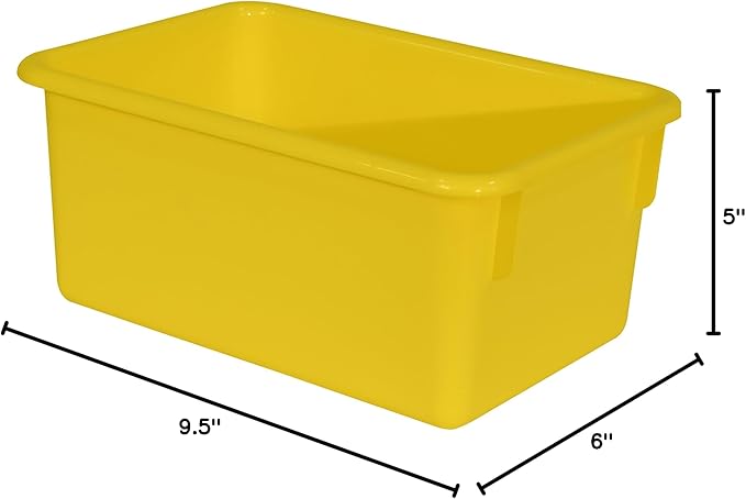 Wood Designs Cubby Storage Bin, Heavy Duty Plastic Containers for Kids Yellow Cubby Tray Set of 20