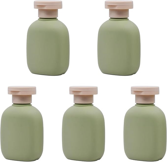3.4 oz Leak-Proof Travel Bottles (5 Pack) - Plastic Squeeze Containers for Shampoo, Toiletries & Liquids, Food Grade HDPE/PP, Airplane Compliant Essentials - Ocean Green