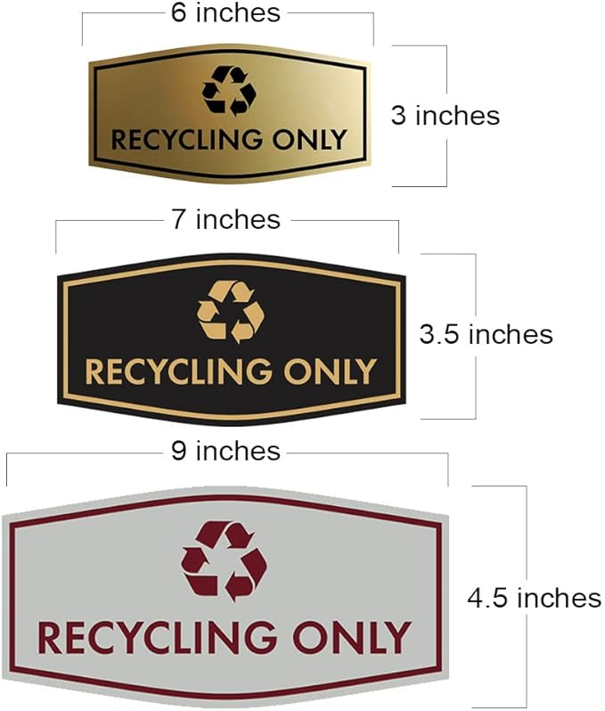 Fancy Recycling Only Sign (Brushed Silver) - Medium