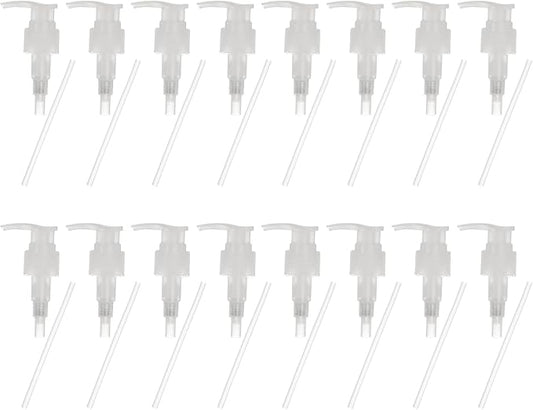 uxcell 16 Pcs Soap Dispenser Pump Heads Soap Dispensers Top Pumps Replacement Switch Pumphead for Standard 24/418 Neck Size Lotion Shampoo Bottle, Transparent