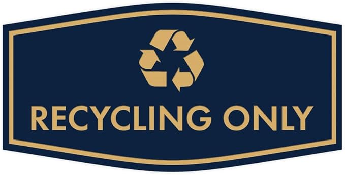 Fancy Recycling Only Sign (Navy Blue/Gold) - Large