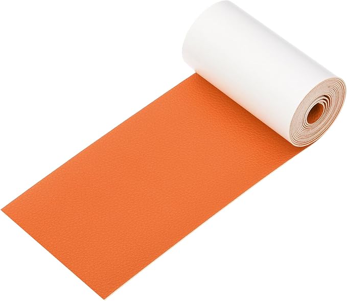 PATIKIL Leather Patches Tape for Furniture, 3.2 x 61 Inch Self Adhesive Vinyl Leather Repair Kit Cover Sheet for Couch, Sofa, Car Seats, Office Chair, Orange