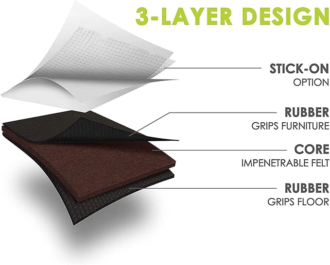 GorillaPads Non-Slip Furniture Pads/Grippers, Rubber Floor Protectors for Under Furniture, Black (2.5" Pre-Scored)