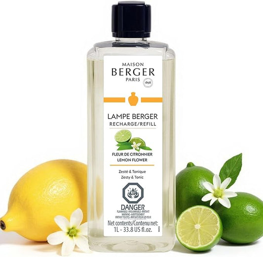 Lemon Flower - Lampe Berger Fragrance Refill for Home Fragrance Oil Diffuser - 33.8 Fluid Ounces - 1 Liter