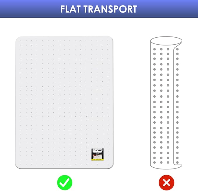 Kuyal Office Chair Mat for Carpet, 46x60 Clear Heavy Duty Computer Chair Mat, Under Desk Protector Carpeted Floors Mat, Easy Chair Movement,Ship Flat