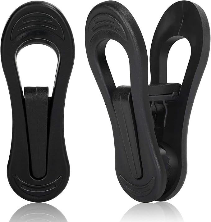 Tinfol 50pc Plastic Coat Hanger Clips, Black Strong Pinch Grip Finger Clips for Skirt Pant Hangers, Multi-Purpose Clothes Hanger Clip for Rounded Hangers