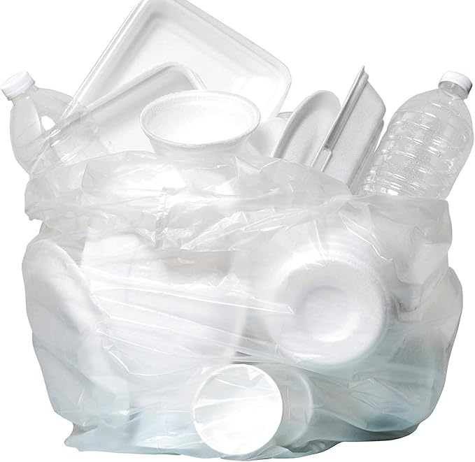 Aluf Plastics High Density Trash Bags, 12 Gallon, 1000 Count, 8 Micron (eq), 24" x 27", Clear, for Bathroom, Office, Industrial, Commercial, Janitorial, Municipal, Recycling