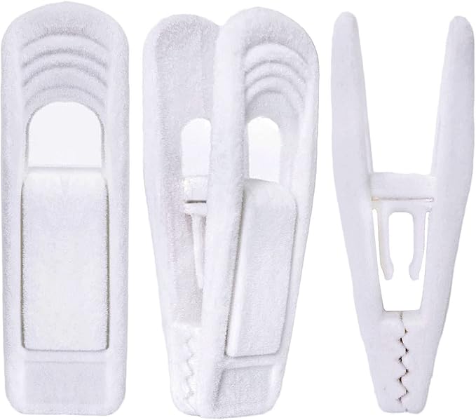 White Velvet Hangers Clips 40 PCS, Pants Hangers Velvet Clips Easily Add to Velvet Hanger, Skirt Suit Pants Clothes Velvet Hangers, Baby Kids Hangers Clips