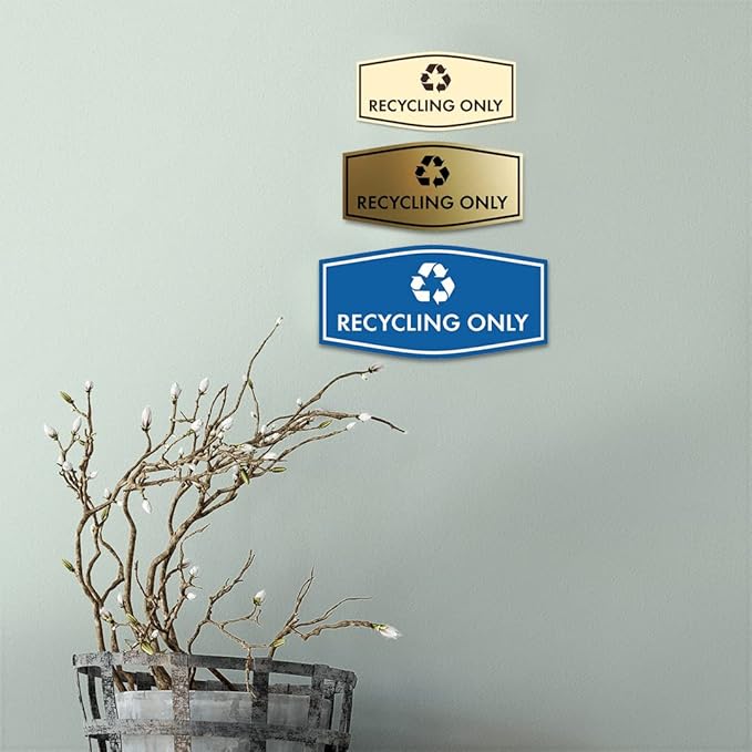 Fancy Recycling Only Sign (Black/Silver) - Large