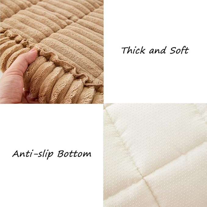 Couch Cover for Dogs Washable, Fuzzy Pet Couch Covers for 3 Cushion Sofa Pet Friendly, Non Slip Sofa Cover (Light Brown, 27.6" x 59"/70 x 150cm)