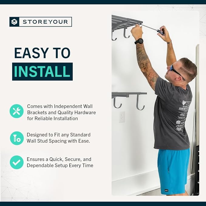 StoreYourBoard 2-Pack Heavy Duty Wall Shelves – Wall-Mounted Garage Storage Shelving and Organization for Sheds, Closets, or Utility Rooms – Holds 200 lbs, 2ft x 4ft, Hammered Gray