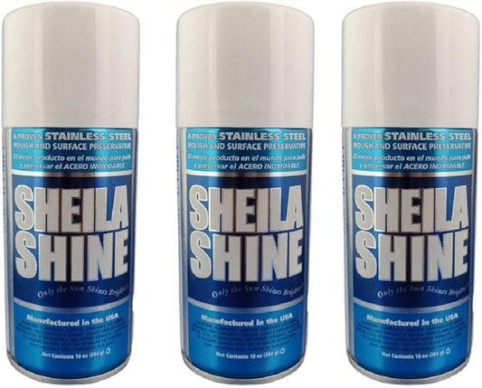 Sheila Shine 3 x 10 Oz. Stainless Steel Cleaner and Polish Aerosol Spray, Protect Household Kitchen Surface, Removes Grease, Fingerprint & Watermark, Polish & Leaves a Streak Free Shine for Appliances
