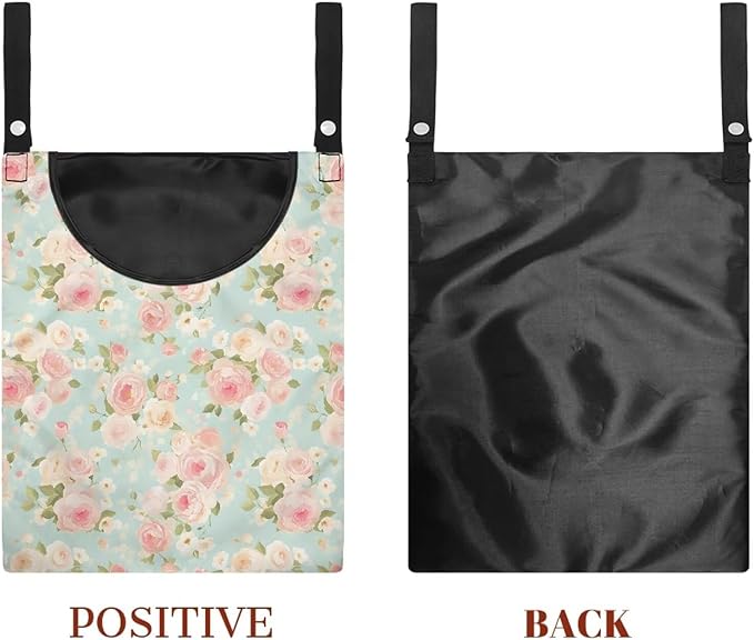 Clothes Pin Hanging Bag, Large Capacity Clothespin Bag Clothes Pin Hanging Bag Space-Saving Organize Clothespin Bag for Outdoor - Rose Pink Pattern