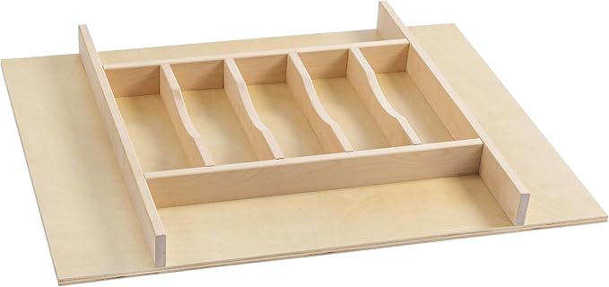 WelFurGeer Premium Wooden Silverware Organizer for Kitchen Drawers, Utensil Tray for Kitchen Drawer, Cutlery Drawer Organizer for Forks, Spoons, Knives - Sturdy Birchwood, Natural Finish