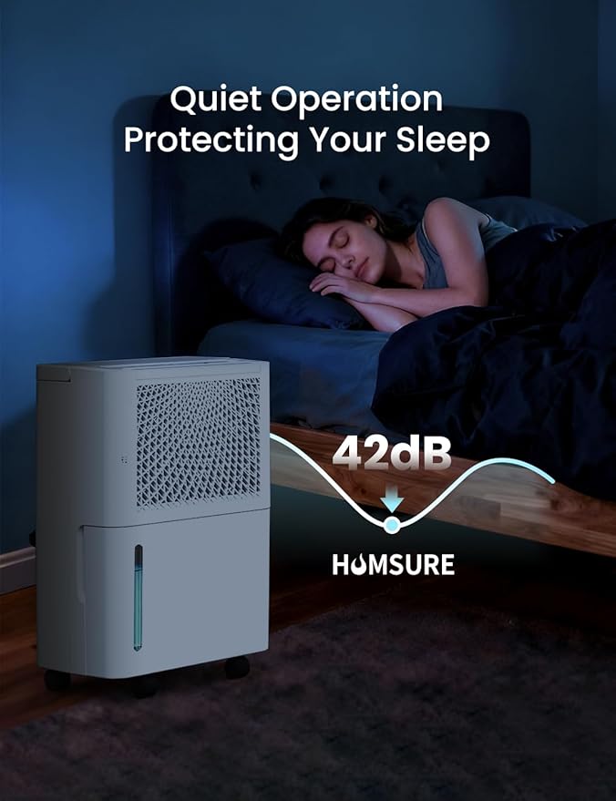 HUMSURE 1500 Sq. Ft 30 Pints Dehumidifier Equipped With Drainage Hose, Automatic Defrosting, for Basement, Home, Bathroom, Bedroom,24-Hour Timer Function