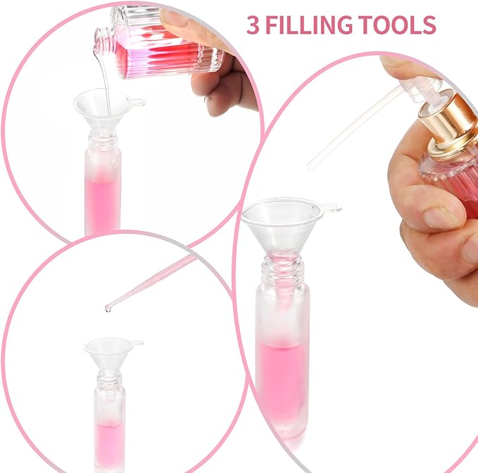 12 Pack Essential Oil Roller Bottles,10ml Empty Frosted Glass Roller Bottles with Stainless Steel Roller Balls and Caps Refillable Container for Perfume Roll on Bottles ( Wood Grain Plastic Caps)