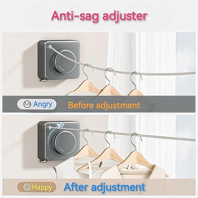 Retractable Clothesline, Wall Mounted, Stainless Steel, 17 Ft Indoor Outdoor (Black)