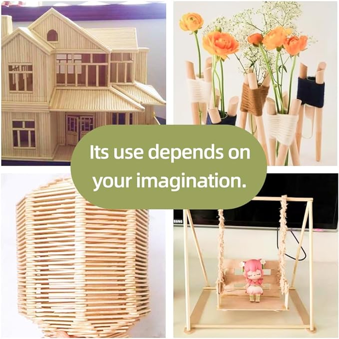 3/8 x 6 Inch 50 PCS Dowel Rods Wood Sticks Wooden Dowel Rods - Unfinished Bamboo Sticks - for Crafts and DIYers