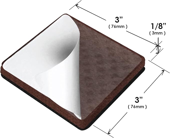 Slipstick GorillaPads Non Slip Furniture Pads/Gripper Feet Floor Protectors (Set of 8) Premium 3 Inch Square Self Adhesive Rubber Stoppers for Furniture Legs, Black, CB155-8