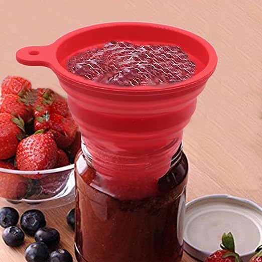 KongNai Silicone Collapsible Wide Mouth Funnel for Jars, Foldable Large Canning Funnel for Wide Mouth Jar, Food Grade Silicone Transferring Tool for Liquid Oil Jam Solid Seasoning Bean