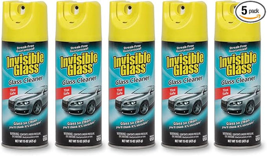 Invisible Glass 91163-5PK Premium Aerosol Glass and Window Cleaner for Auto and Home, Streak-Free, Ammonia-Free, Tint-Safe, 15 oz (Pack of 5)