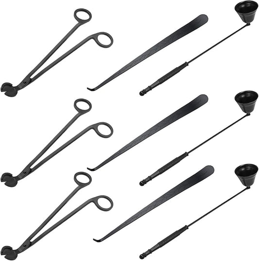 3 in 1 Candle Accessory Set(3 Set), Premium Candle Wick Trimmer, Candle Snuffer, Wick Dipper, Elegant Candle Care Kit with Gift Package for Candle Lovers (Black)